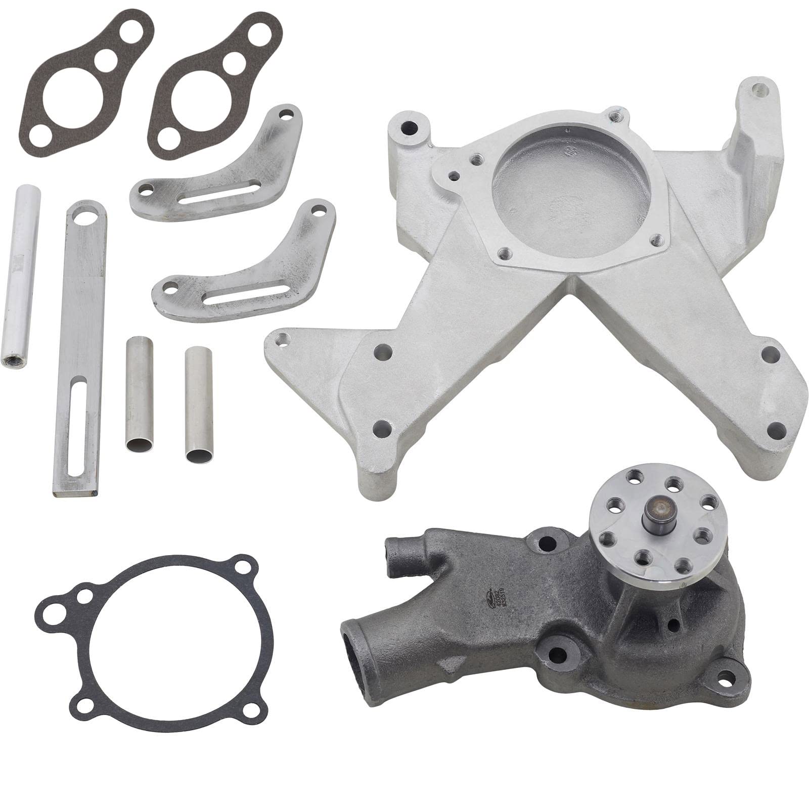 Zips SBC Water Pump Riser Manifold Kit w/Pump for Mechanical Fan