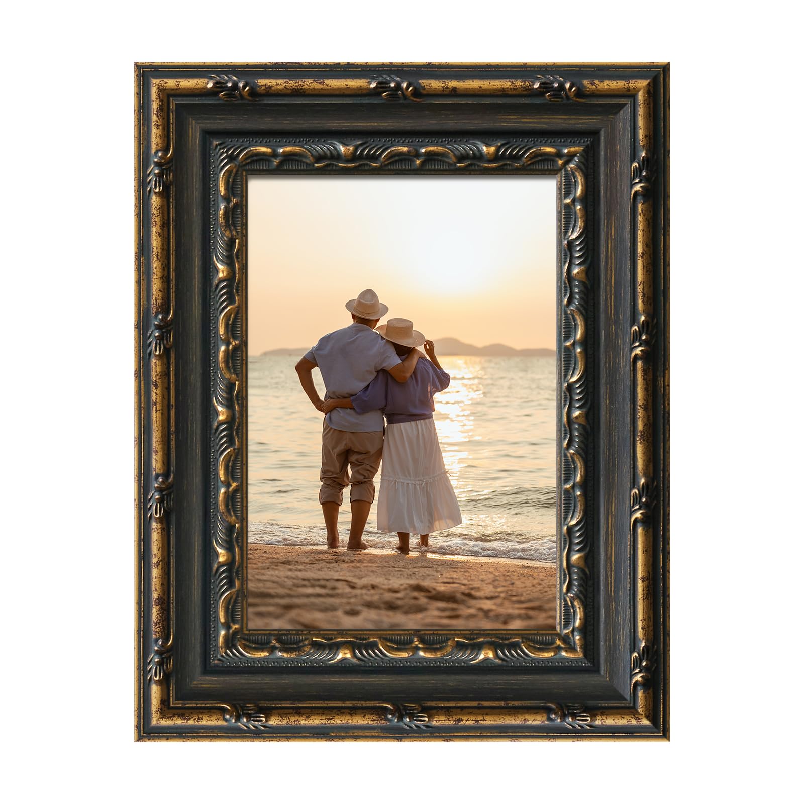 FOLKOR 5x7”/12.7x17.8cm Vintage Baroque Photo Frame Wall Mount Tabletop