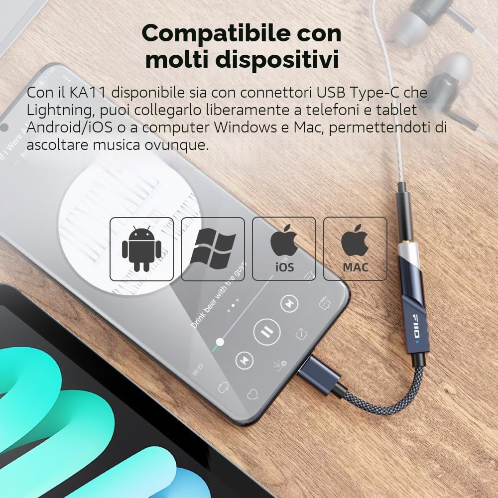 FiiO KA11 USB-C DAC e Amp Dongle Nero