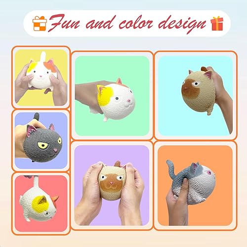 Miniatura 6 de Divertida bola con forma de gato para aliviar el estrés, juguetes para aliviar el estrés, juguetes para niños y adultos, pellizco, apretar,