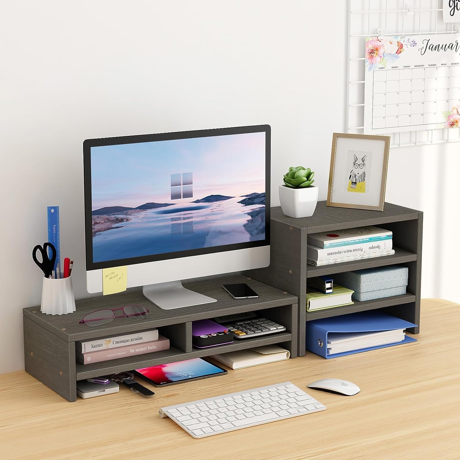 LIIGOU 2 Tiers Monitor Stands for Desks Monitor Riser Computer Stand ...