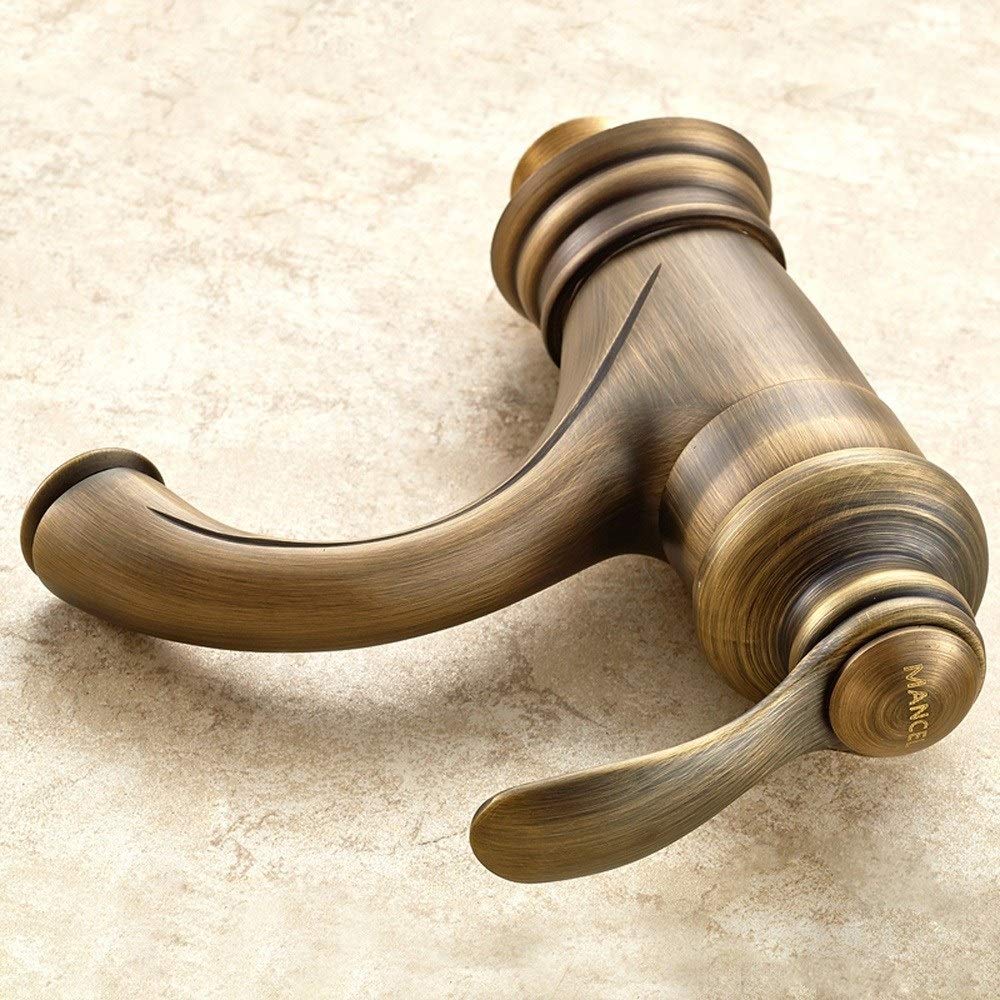 Antiguo Retro Baño Grifo Europeo Lavabo Caliente y frío Lavabo del baño Grifo mezclador Acabado de bronce Vintage Ollas Spray Dibujo Balcón Bar Aseo Manos de lavado Grifos de agua