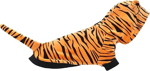 Miniatura 4 de NACOCO Disfraz de tigre para perro de Halloween, ropa de cosplay para mascotas, abrigo de gato, sudadera con capucha, ropa cálida de invierno para