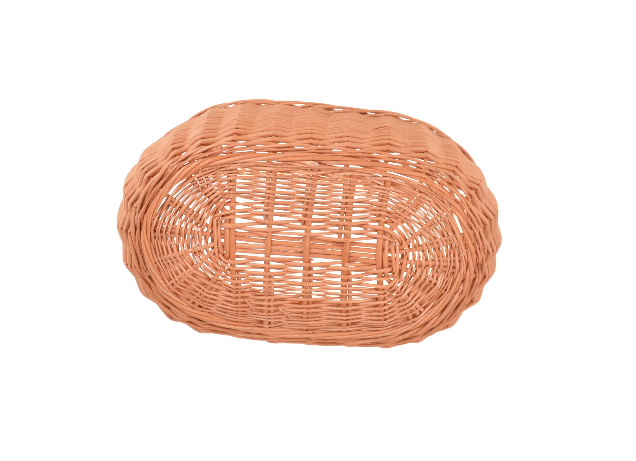 Cestino in vimini intrecciato, 40 x 35 x 24 cm, marrone naturale, con manico, cestino da picnic, cestino per la spesa in vimini, grande e leggero