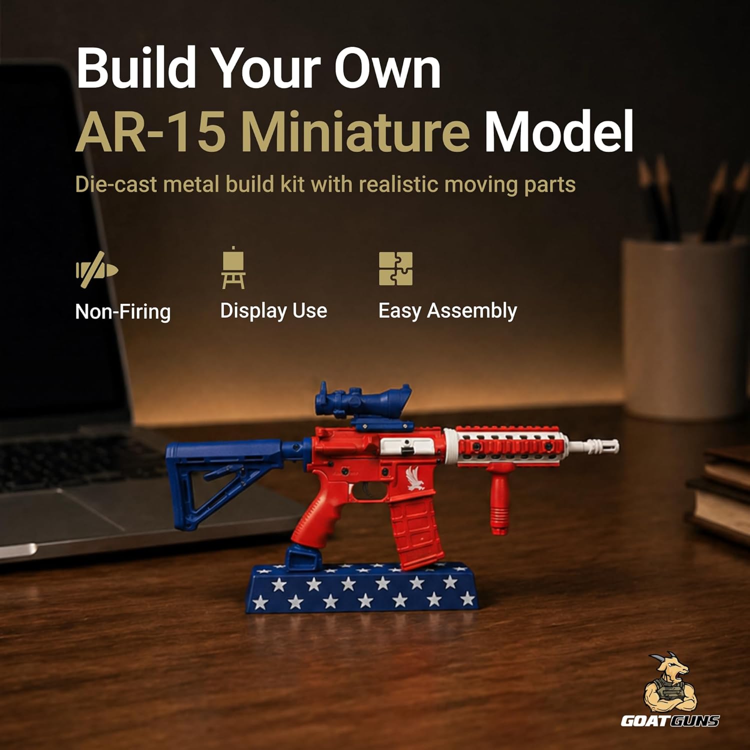 GoatGuns Miniature USA AR 15 Model | 1:3 Scale Diecast Metal Build Kit