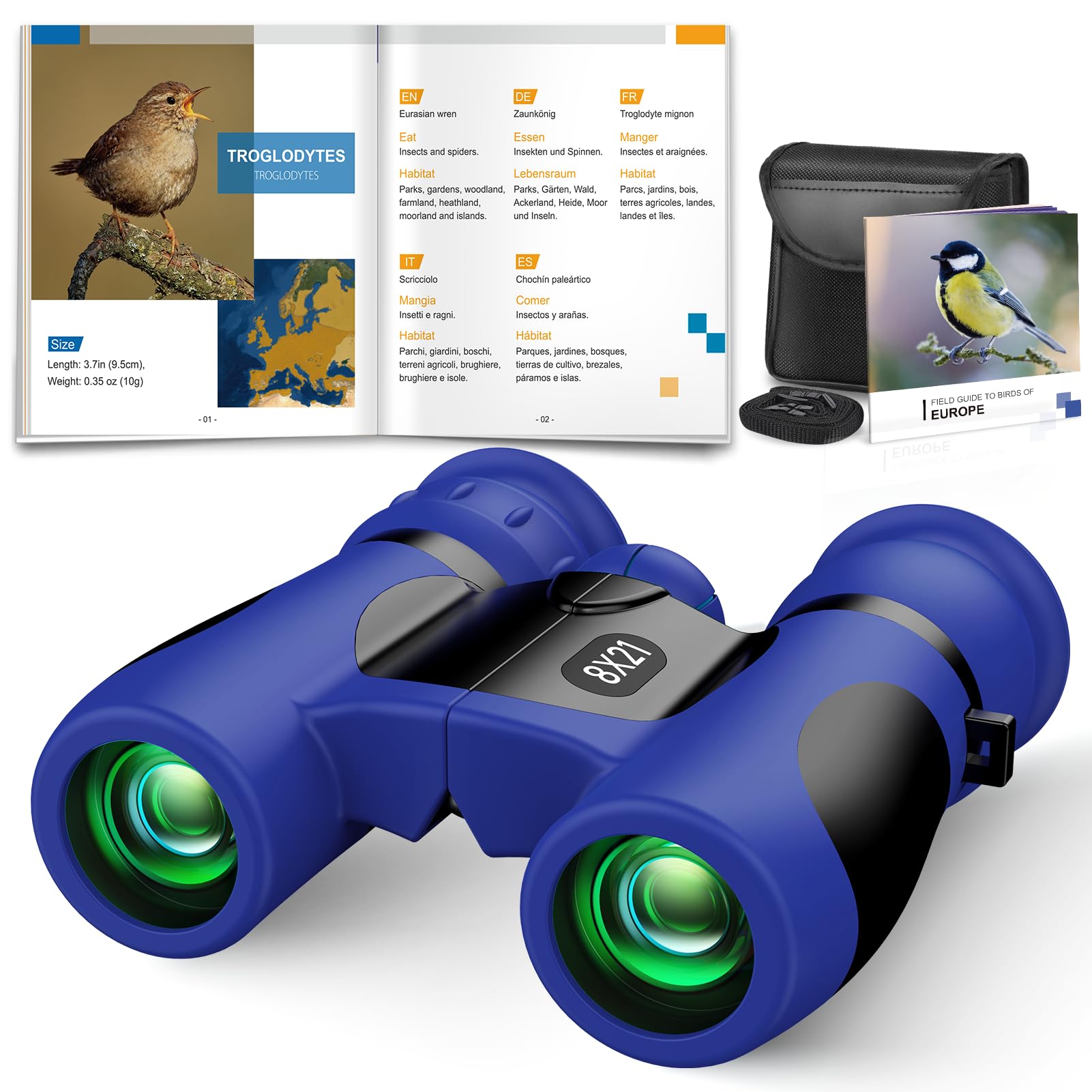 Upgrade Impermeabile Compatto Binocolo per Bambini - 8x21, All'aperto Idea Giocattoli Regalo