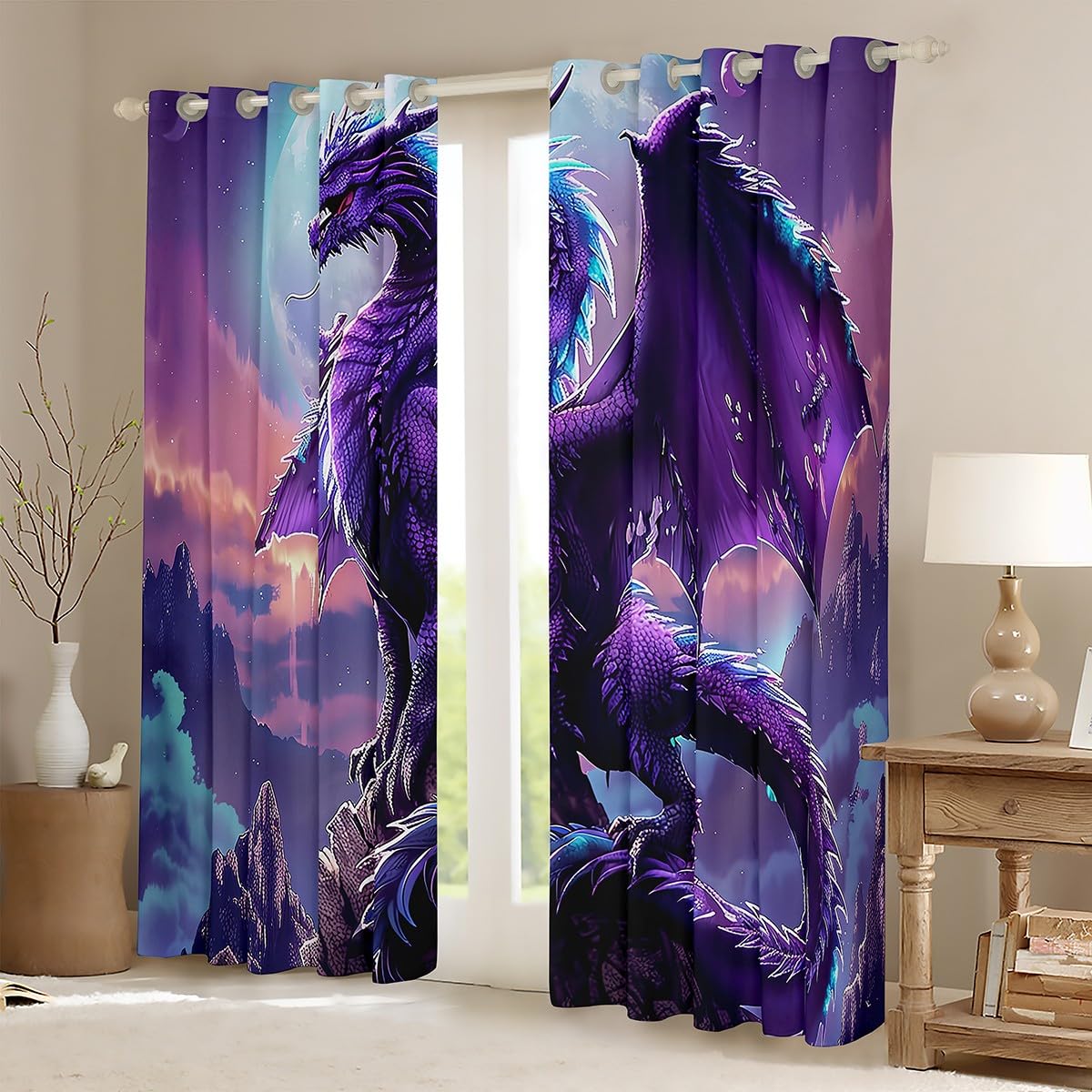 Homewish Magical Dragon Curtains & Drapes 3D Dragon Blackout Curtains - Image 2