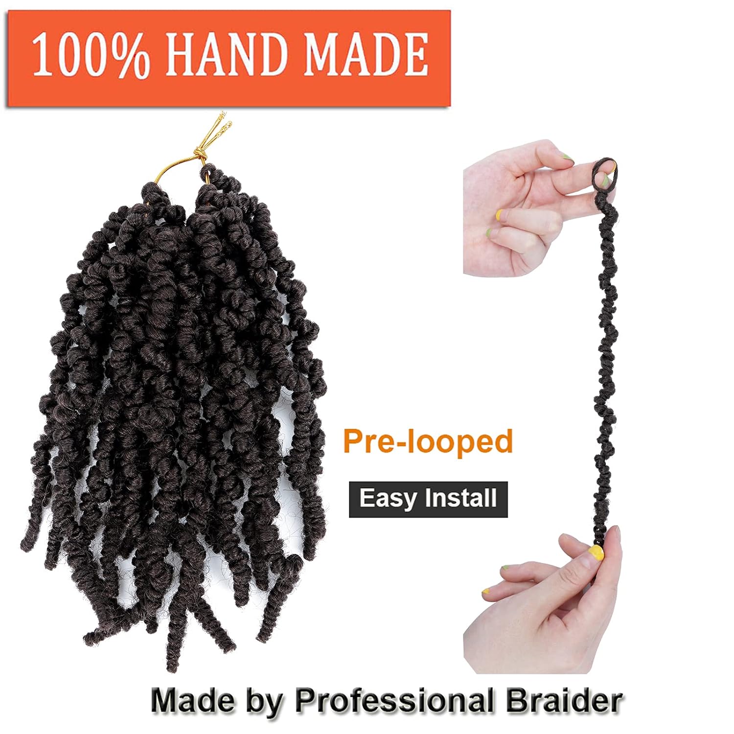 Dorsanee Pre-twisted Spring Twist Crochet Hair 8 Inch 4 Packs Short Curly Crochet Hair Pre Looped Crochet Braids Mini Passion Twists Fluffy Twist Synthetic Hair Extensions (8 Inch,4#) image 4