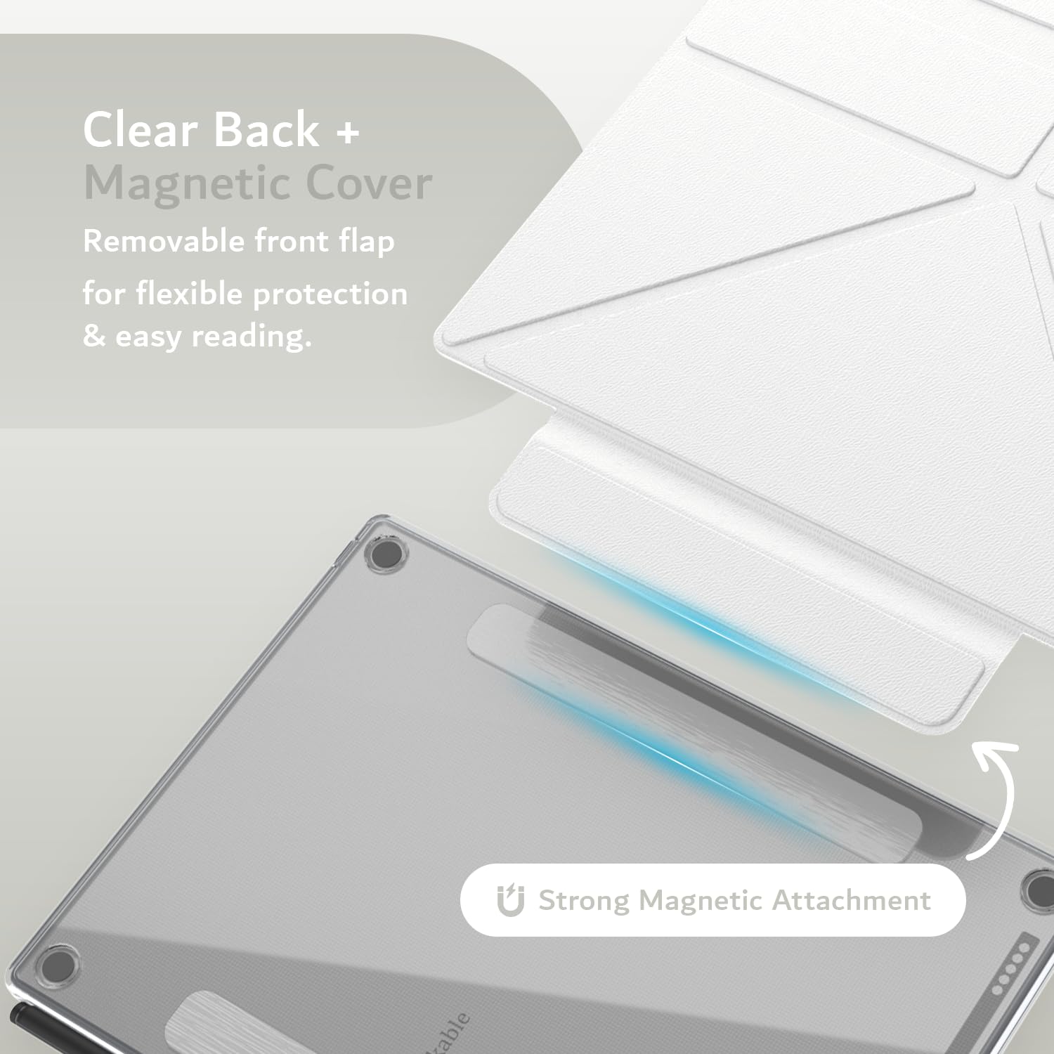 TUDIA M-FLIP - Funda magnética transparente desmontable para notable Paper Pro de 11.8 pulgadas, funda delgada transparente con función de encendido y apagado automático, cierre magnético fuerte - 5
