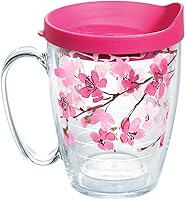 Vista 1 de Tervis - Taza transparente para café con tapa y diseño de cerezo japonés, 16 onzas