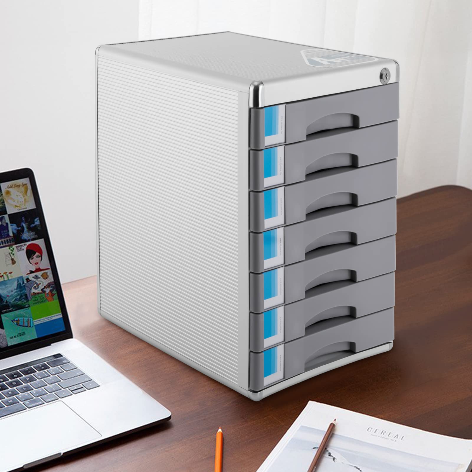 Organisateur de tiroir en aluminium à 7 compartiments pour le bureau et la maison - Robuste et peu encombrant - Protège les documents et garde les documents organisés