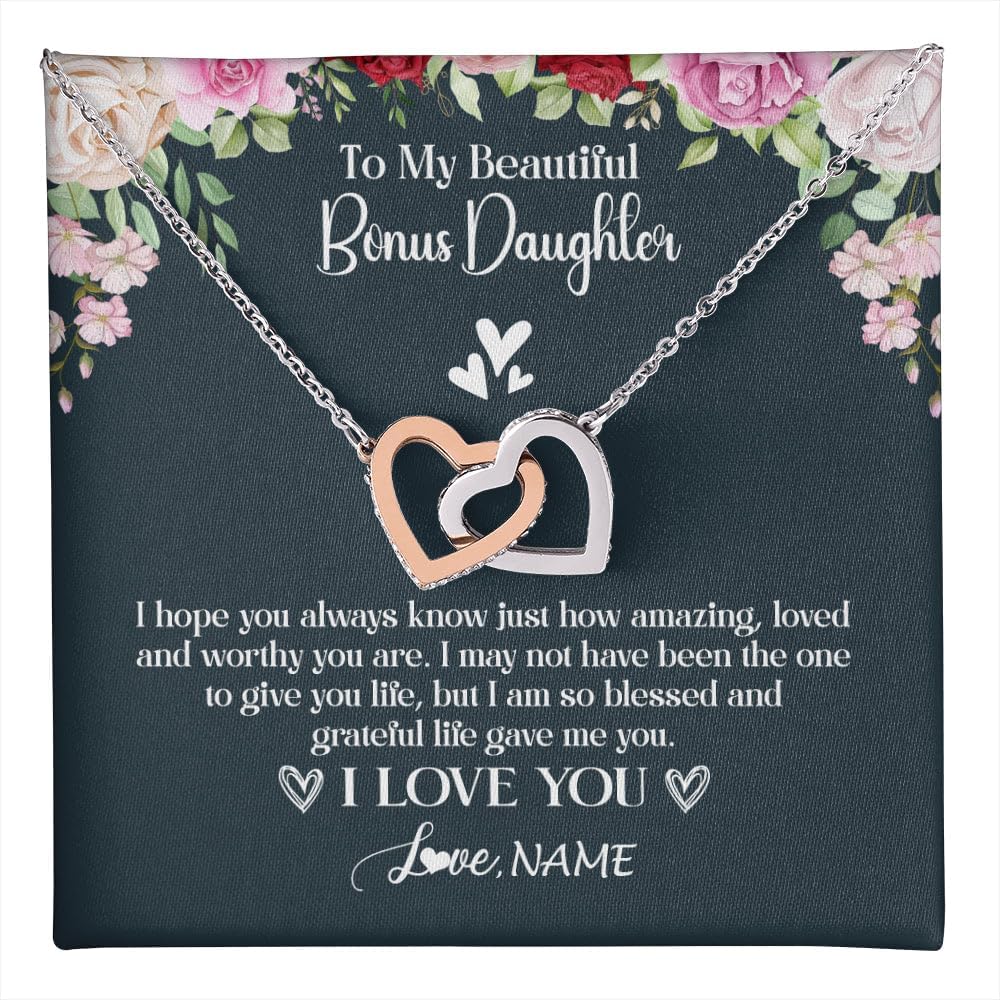 Yametee Personalized To My Bonus Daughter I Love You Forever Necklace From Stepmom Dad Horse Stepdaughter Birthday Jewelry Christmas Customized Gift Box Message Card