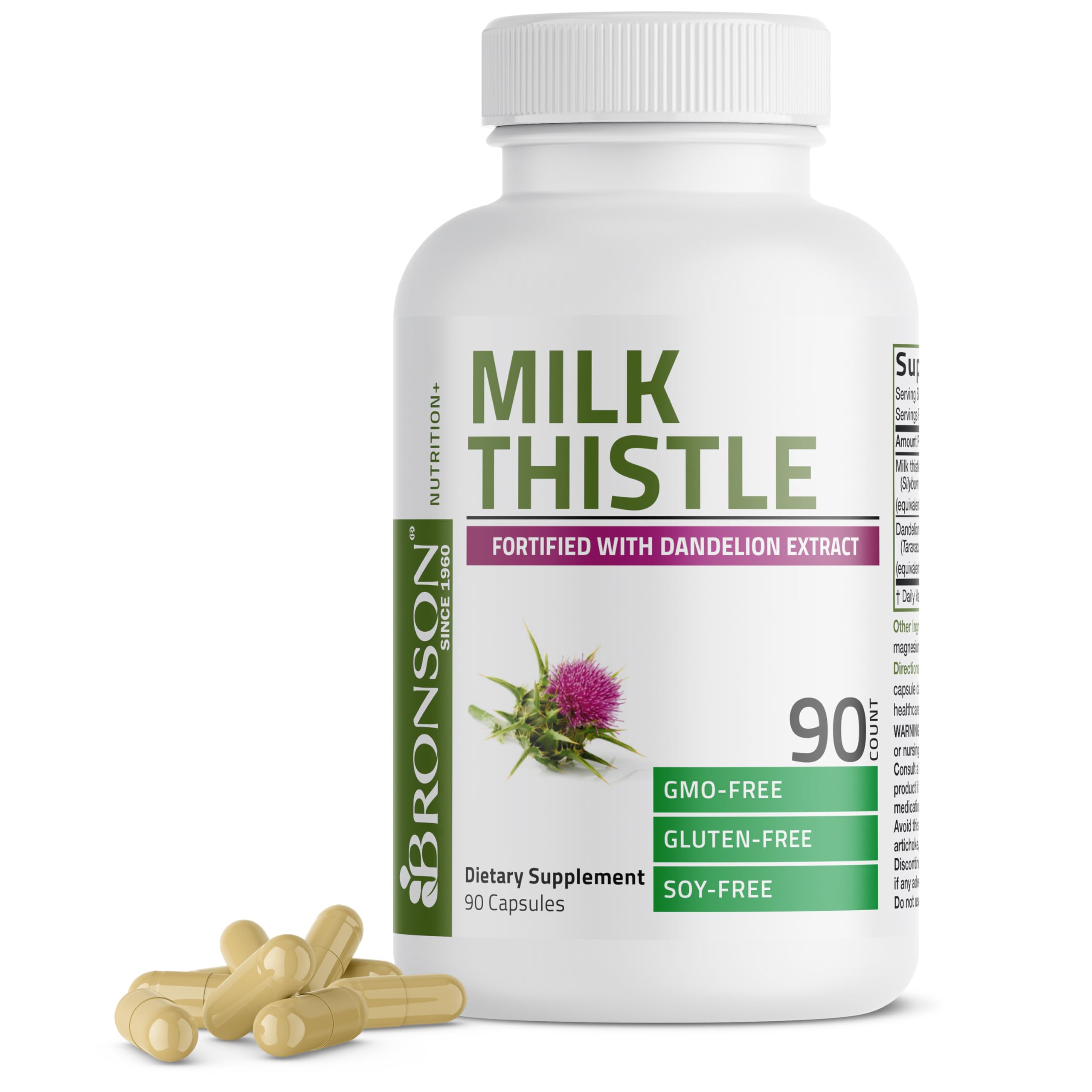 Milk Thistle Silymarin Marianum & Dandelion Extract Liver Health Support, Antioxidant Support, Detox, 90 Capsules