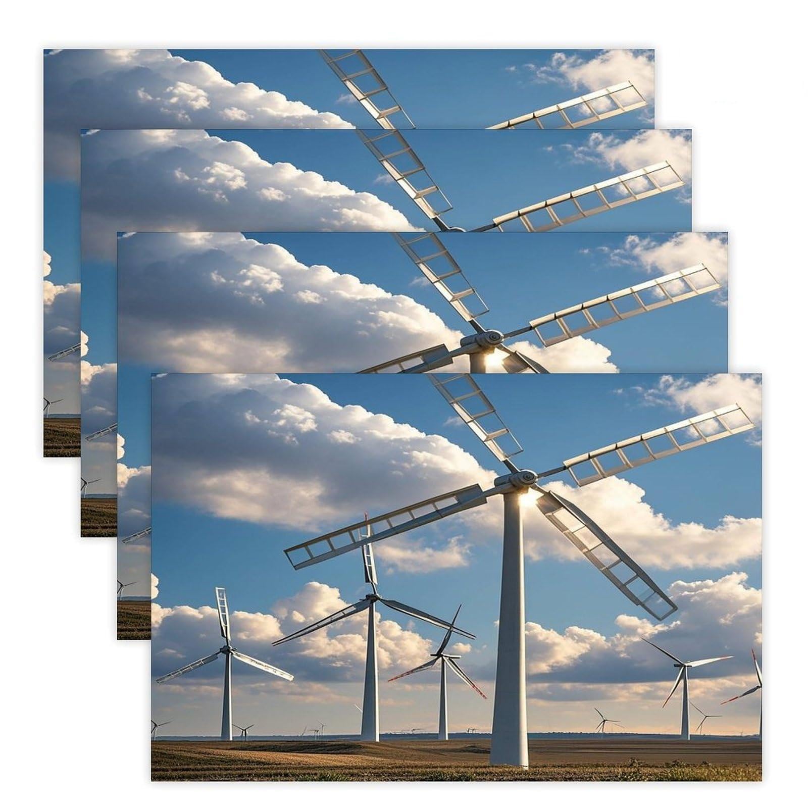 Windmills Placemats Flax Place Mats for Dining Table Rectangle Non-Slip Table Mats Heat Resistant Washable Placemat for Kitchen Home Decor Party Outdoor 12" X 18"
