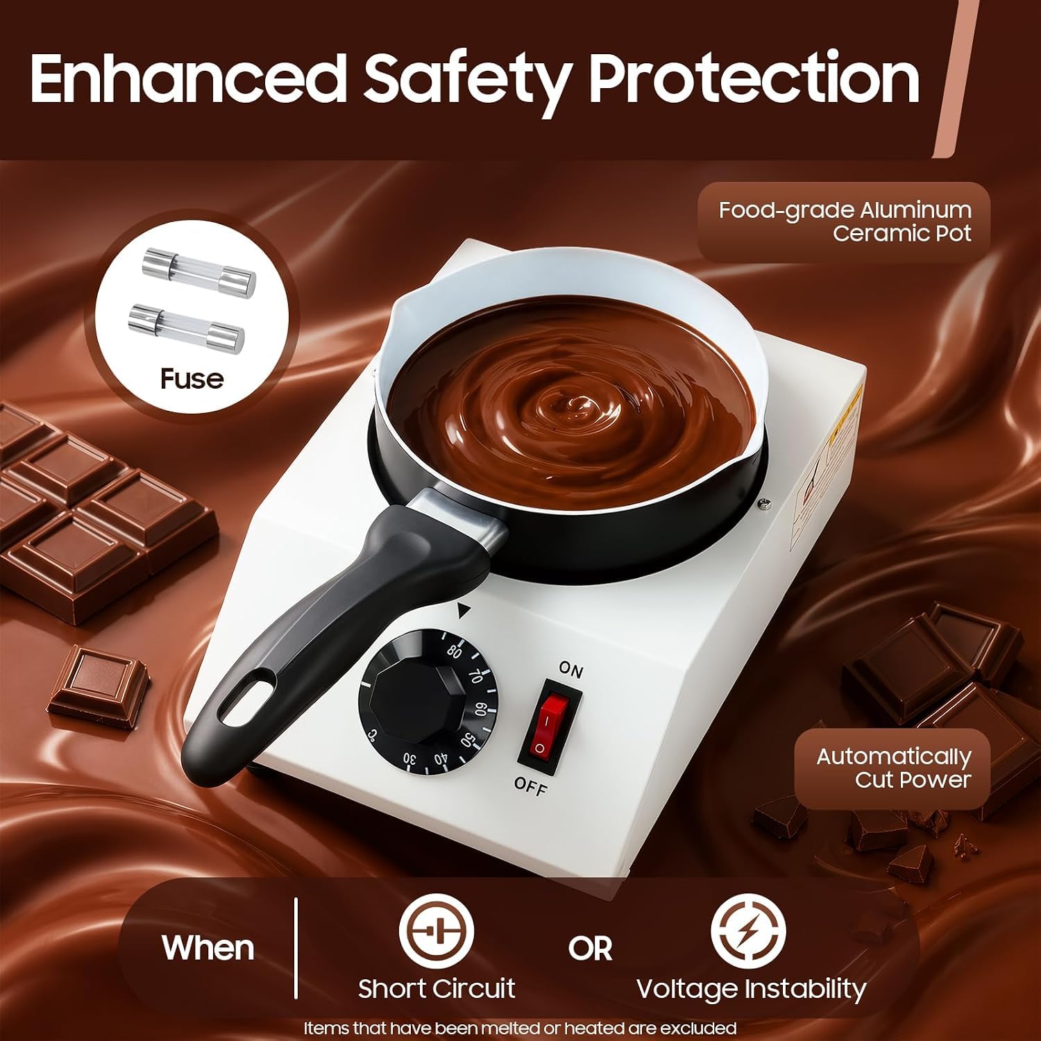 Fontana di Cioccolato con Interruttore a gravità, Pentola Ceramica Antiaderente, Acciaio Inox 304, Lavabile in Lavastoviglie, Alimentazione Flessibile per Feste e Uso Commerciale,Single-Cylinder
