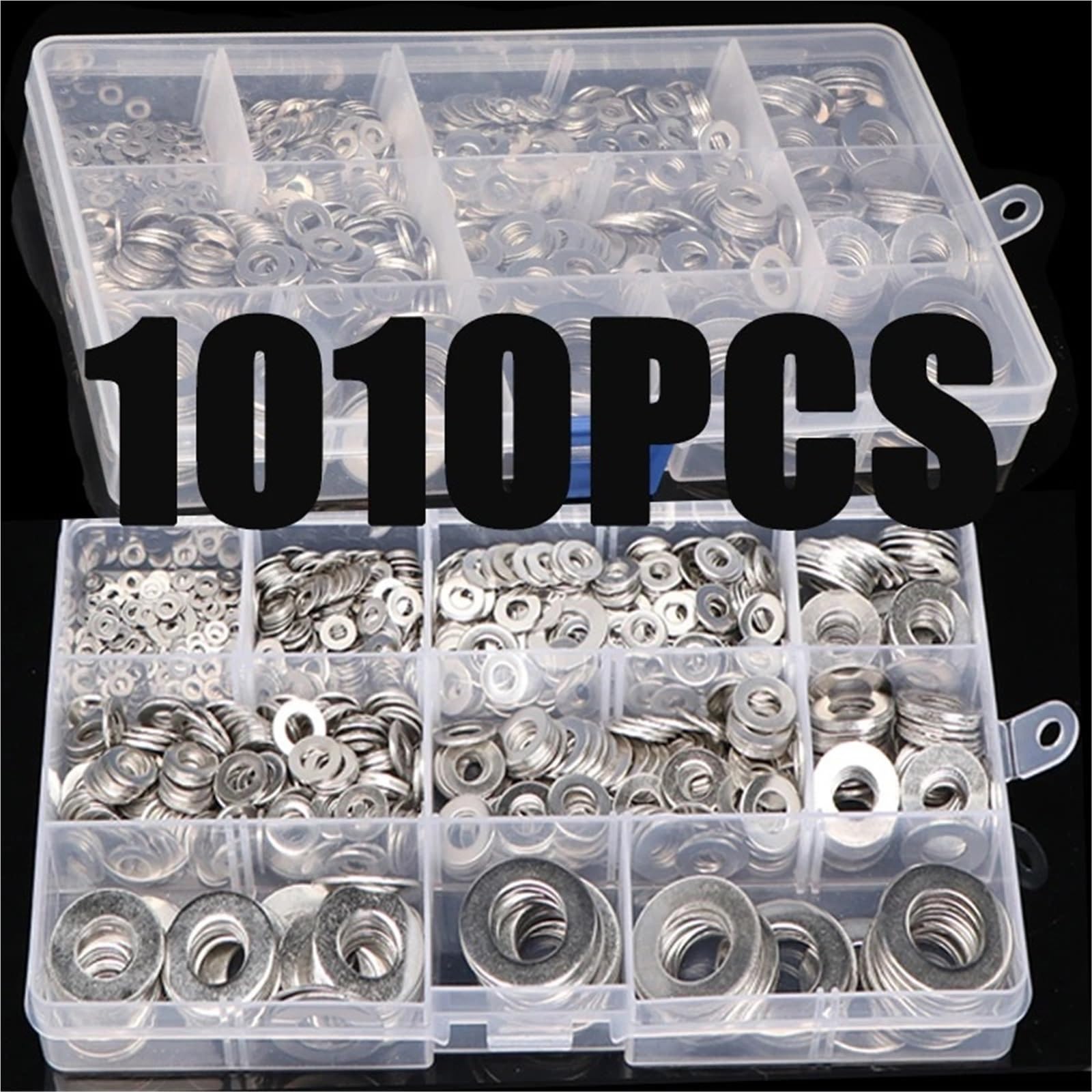 Jeu de rondelles en acier inoxydable, 1010 pièces, M2 M3 M4 M5 M6 M8 M10 M12, plates, Kit d'assortiment joints unis pour vis, écrous, tiges filetées
