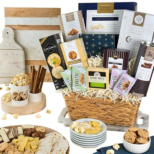 Canasta de regalo para aperitivos y chocolate clásico