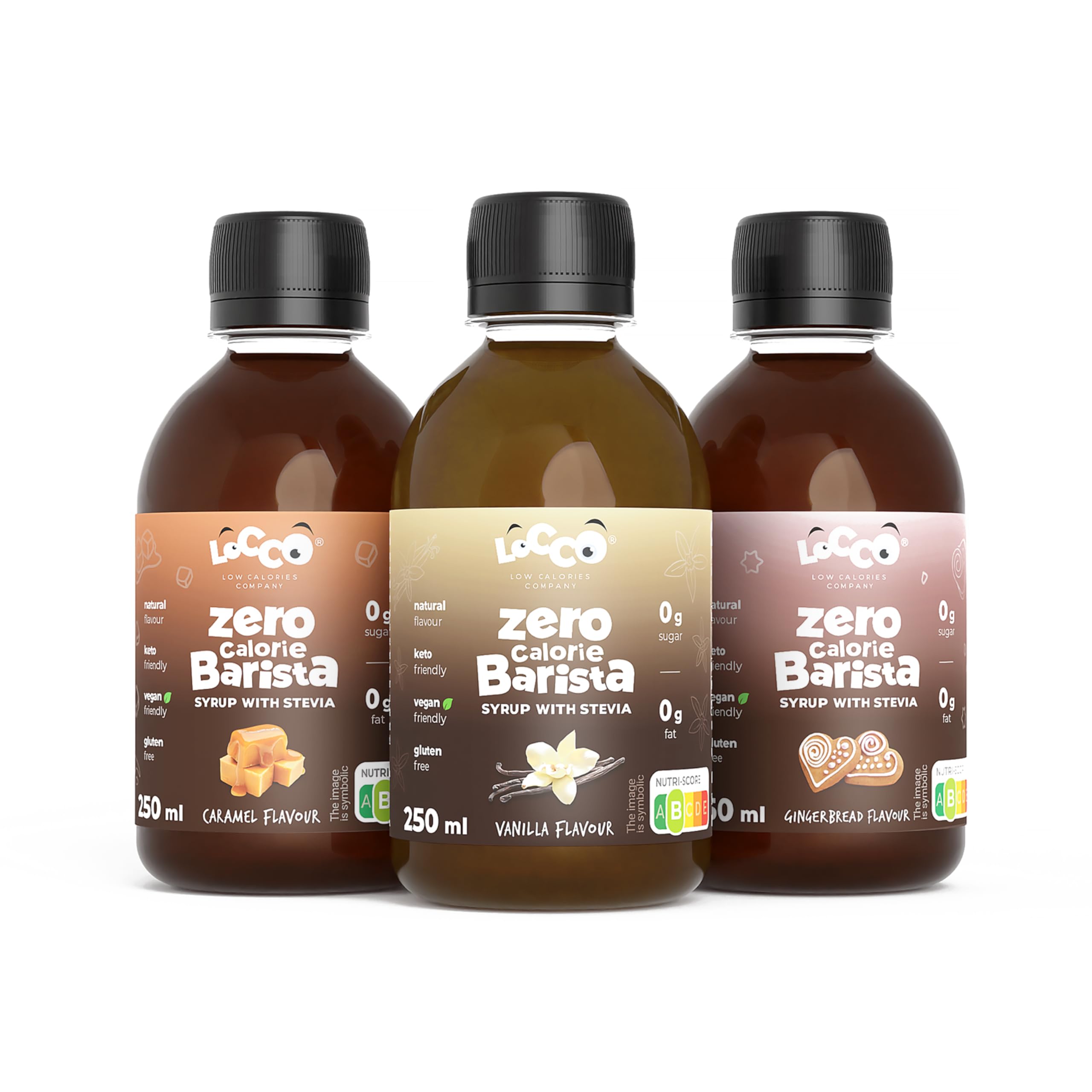 Sirope Barista 0 kcal con Stevia 3x250 ml