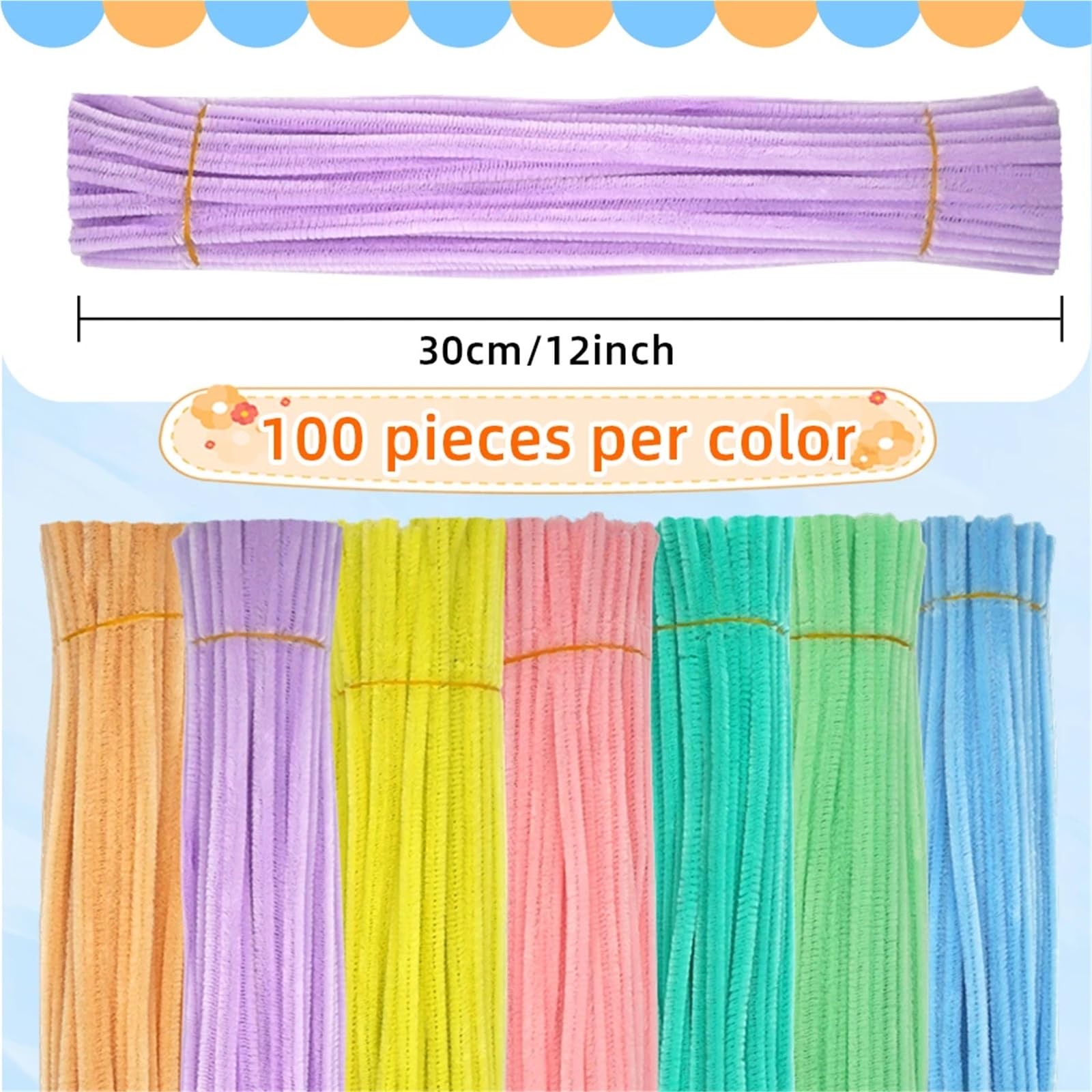 Cure-Pipes pour Loisirs créatifs, Cure-Pipes 100 pièces 7 Couleurs 30cm tiges Chenille Bricolage projets Scolaires d'artisanat(Mixed color-700pcs)