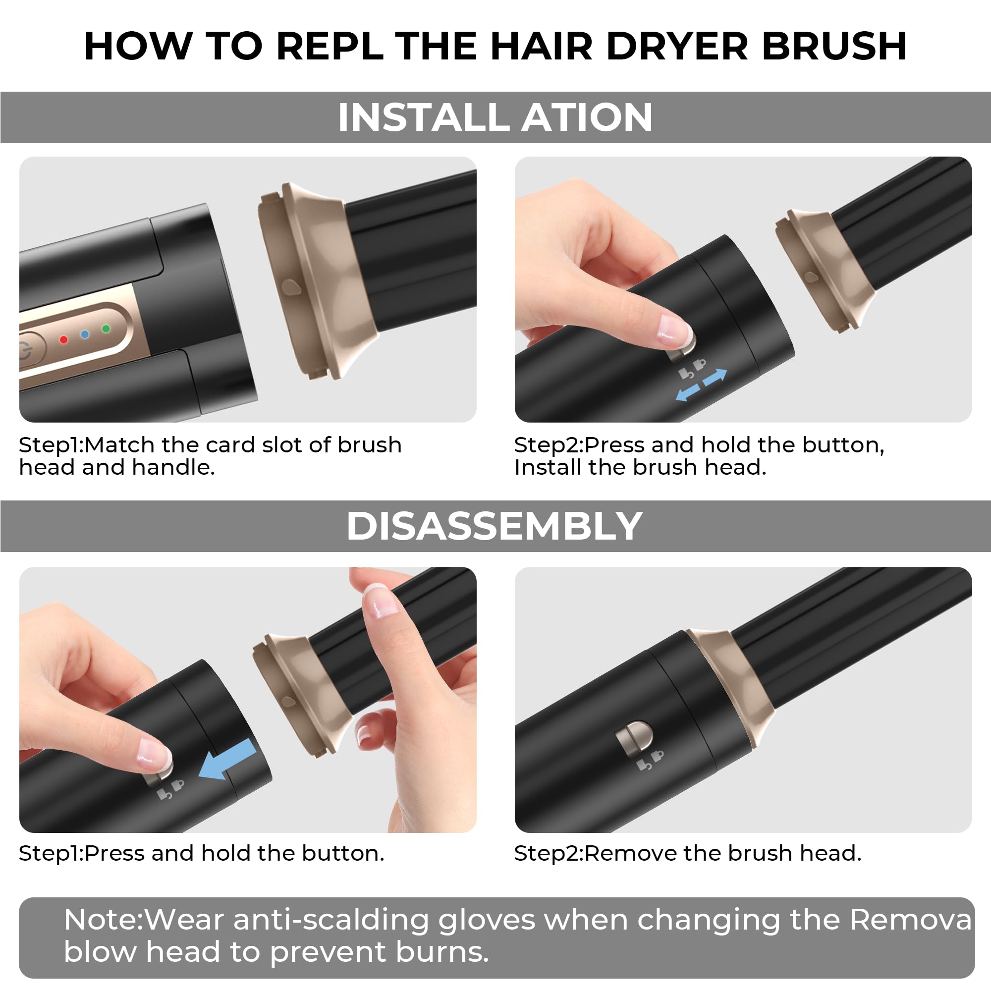 UKLISS Hairstyler 6 in 1 Set, Pro Airstyler Föhnbürste Wrap- Auto Lockenstab Set, 1400W Ionen Haartrockner mit 110000 U/MIN, Föhn Warmluftbürste, Rundbürstenföhn, Styler Brush Für Alle Haartypen