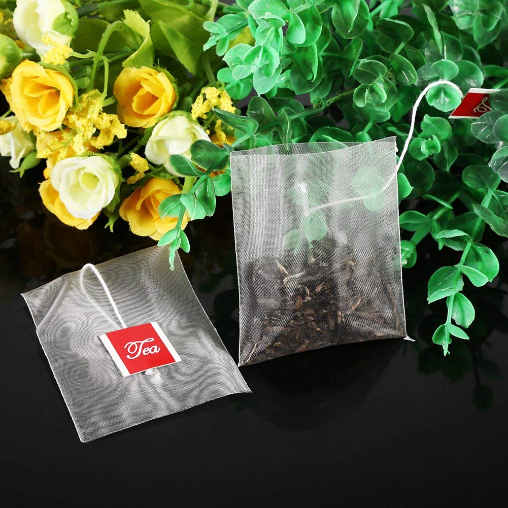 100 Bolsas de Infusión de té de Nailon, Material Premium, Fácil de Sellar, Resistentes Al Calor, Bolsas de Infusión de té para té Casero, Guisos, Sopas