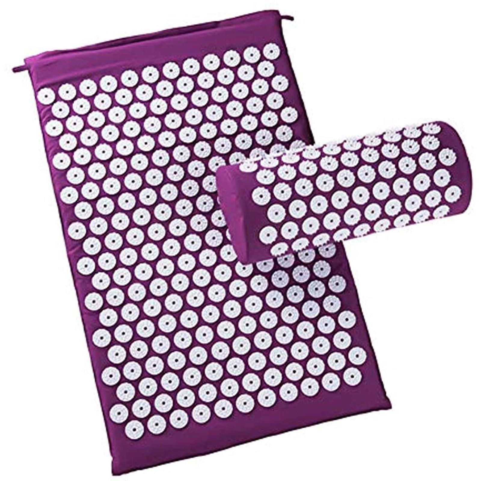 Akupressur-Set, Akupressurmatte Mit Akupressur-Kissen Im Günstigen Set, Vitalisierende Matte Für Den Rücken Und Kissen Für Den Nacken, Wohltuende Entspannungsmatte,Lila