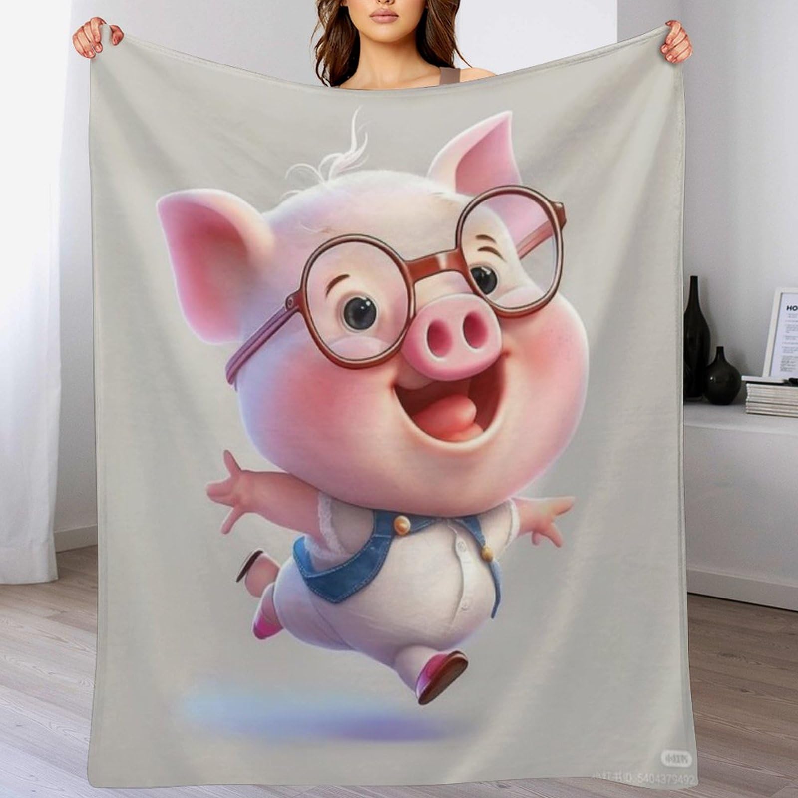 Couverture cochon mignon en polaire flannel douce 100x130cm pour lit et canapé