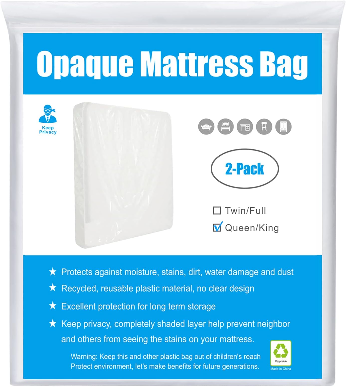 TRU Lite Mattress Storage Bag SEALABLE Mattress Bag for