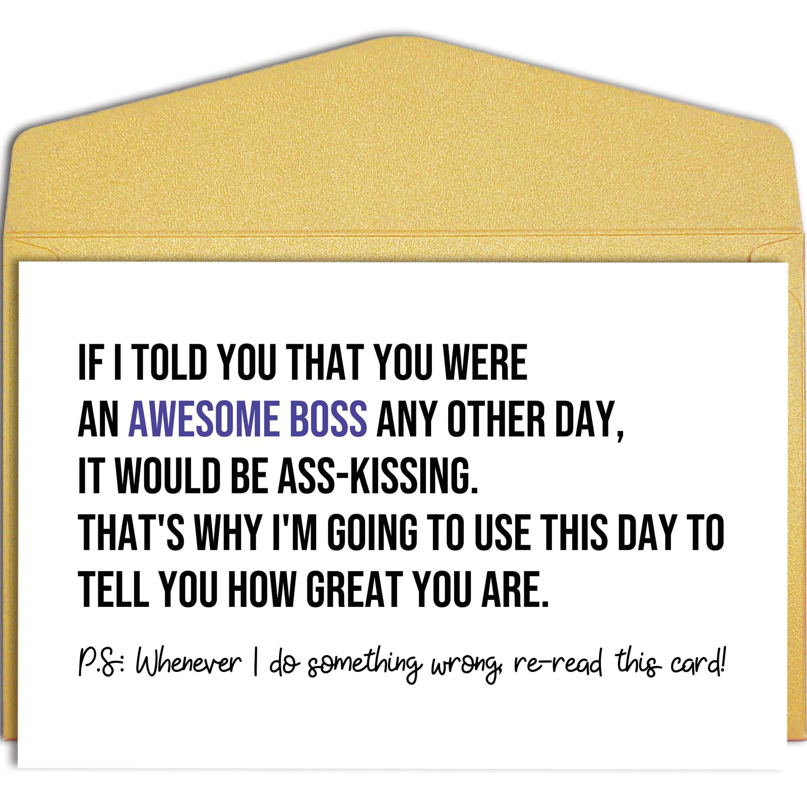 QilijiFunny Boss Day Card for Boss Leader, Happy Boss's Day Card from Staff, Boss Day Gift for Men Women, An Awesome Boss Card