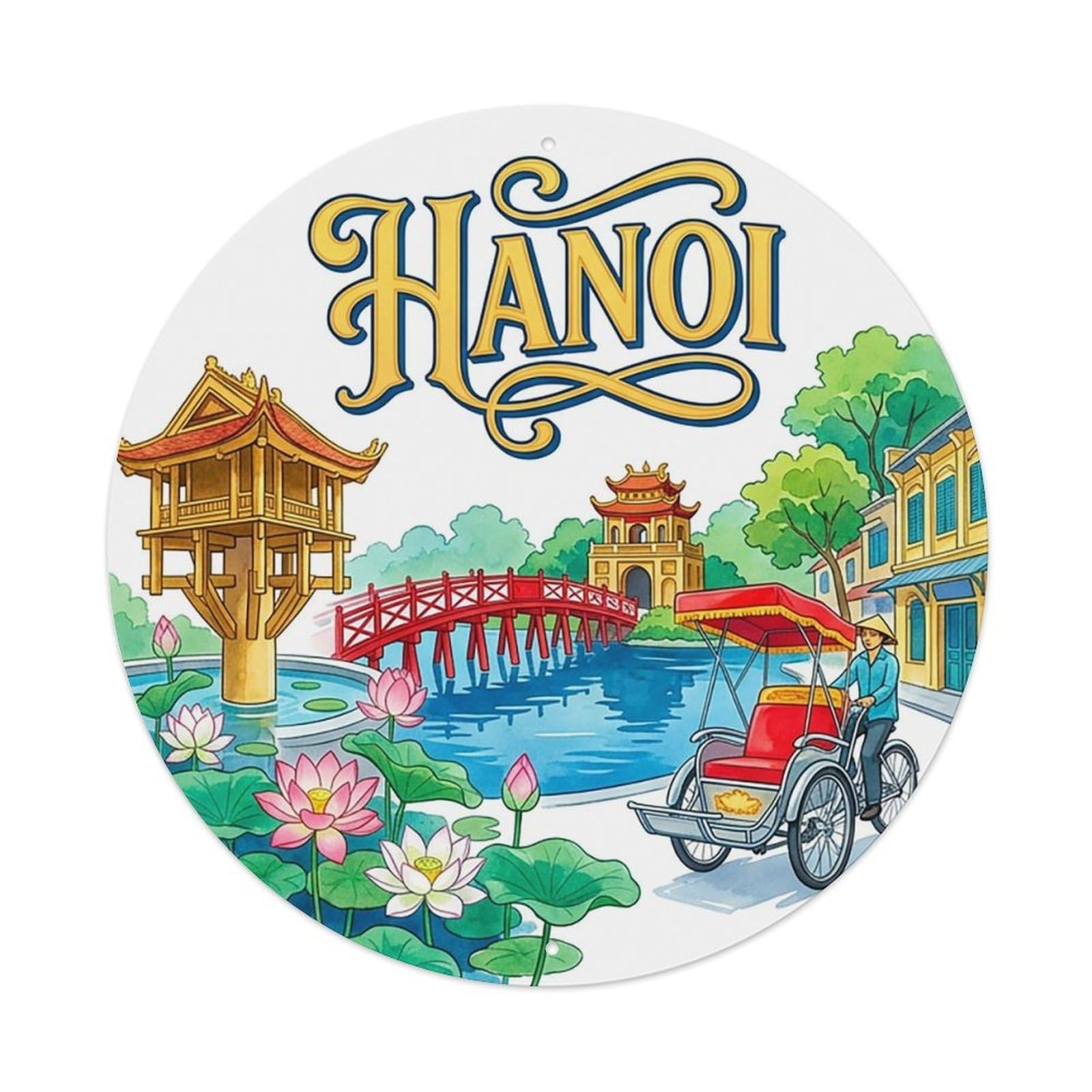 Vintage Travel Vietnam Hanoi Metal Tin Sign