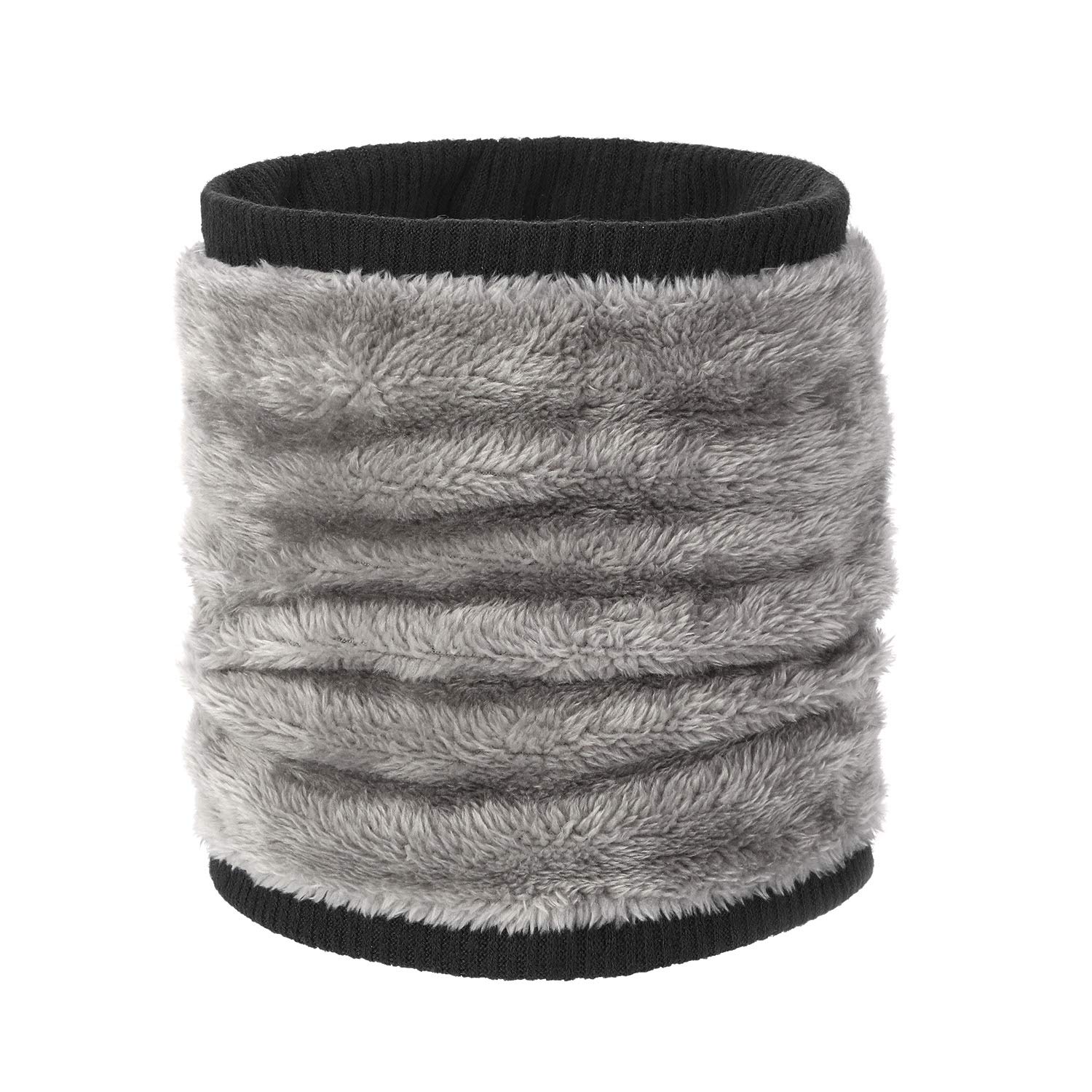 QKURT Scaldacollo invernale, sciarpa scaldacollo foderata in pile lavorato a maglia termica unisex per camminare all'aperto sciare all'aperto