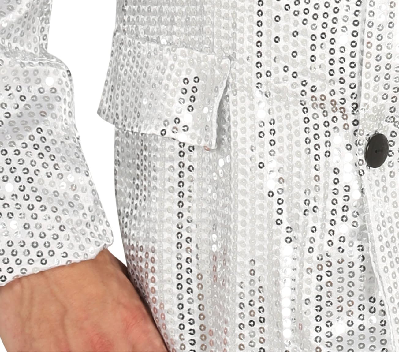 FIESTAS GUIRCA | Giacca di Paillettes Argento per Uomo - Costume Anni '70 e Feste di Natale e Capodanno - Ideale per Celebrazioni ed Eventi in Maschera - Adulto