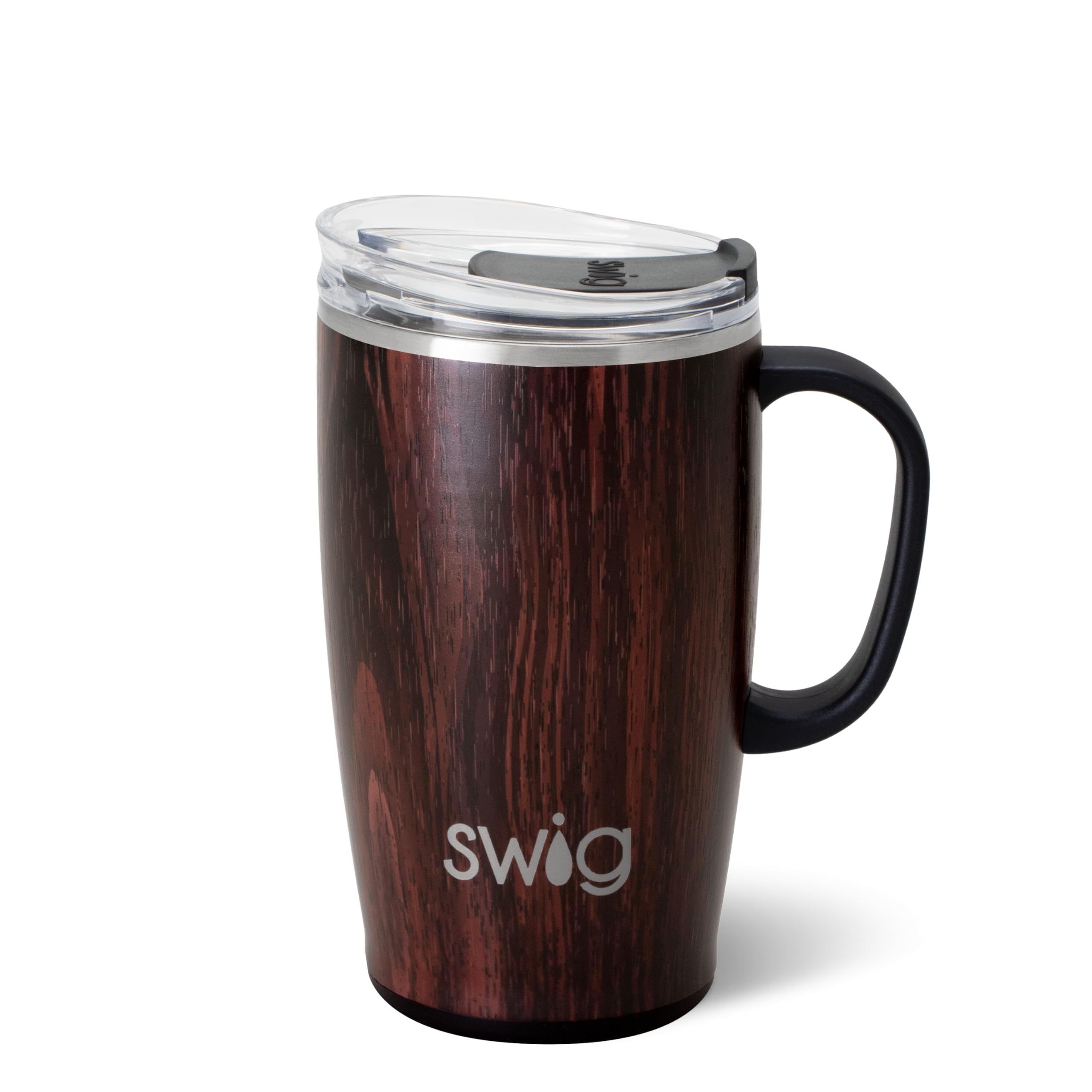 Swig Life 18oz Travel Mug, Insulated Tumbler with Handle and Lid, Travel Coffee Mug, Cup Holder Friendly Travel Mug, Stainless Steel 18 oz Tumbler, Reusable Insulated Tumbler with Lid (Bourbon Barrel)