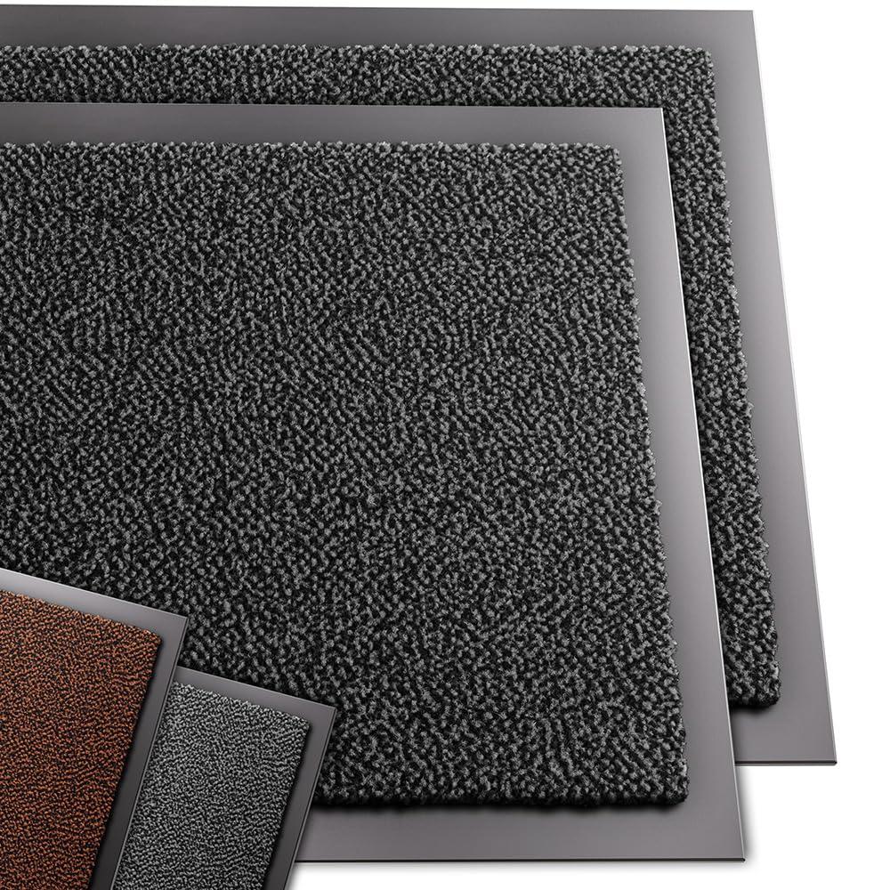 VOUNOT Juego de 2 Felpudos Entrada casa, Alfombra Exterior para Puerta, Impermeable Antideslizante Lavable, Alfombra para Interior y Exterior, 40x60cm, Antracita