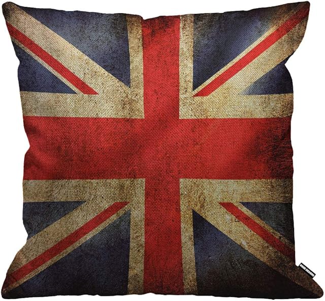 HGOD DESIGNS Cushion Cover UK Flag Vintage United Kingdom Flag Throw Pillow Cover Home Decorative for Men/Women/Boys/Girls living room Bedroom Sofa Chair 18X18 Inch Pillowcase