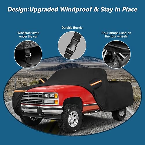 Miniatura 10 de Funda para camioneta Silverado 2500 3500 HD para cama corta de cabina de 6.6 pies, cubiertas de automóvil al aire libre con cremallera, protección