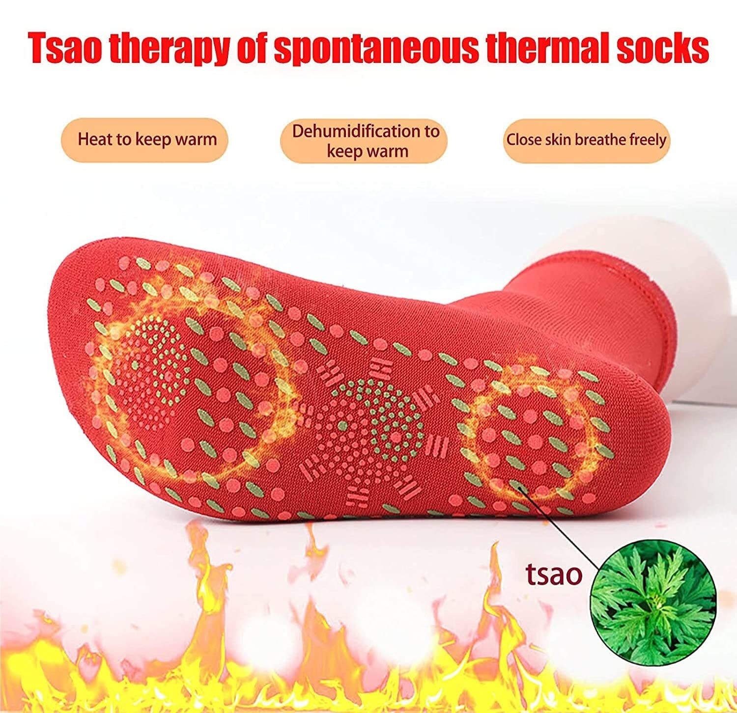 Wintersocken Socken 3 Paar Unisex-Winter-automatische Warme Baumwollsocken Winter-Thermosocken Thermosocken (Color : Rood, Size : One Size)