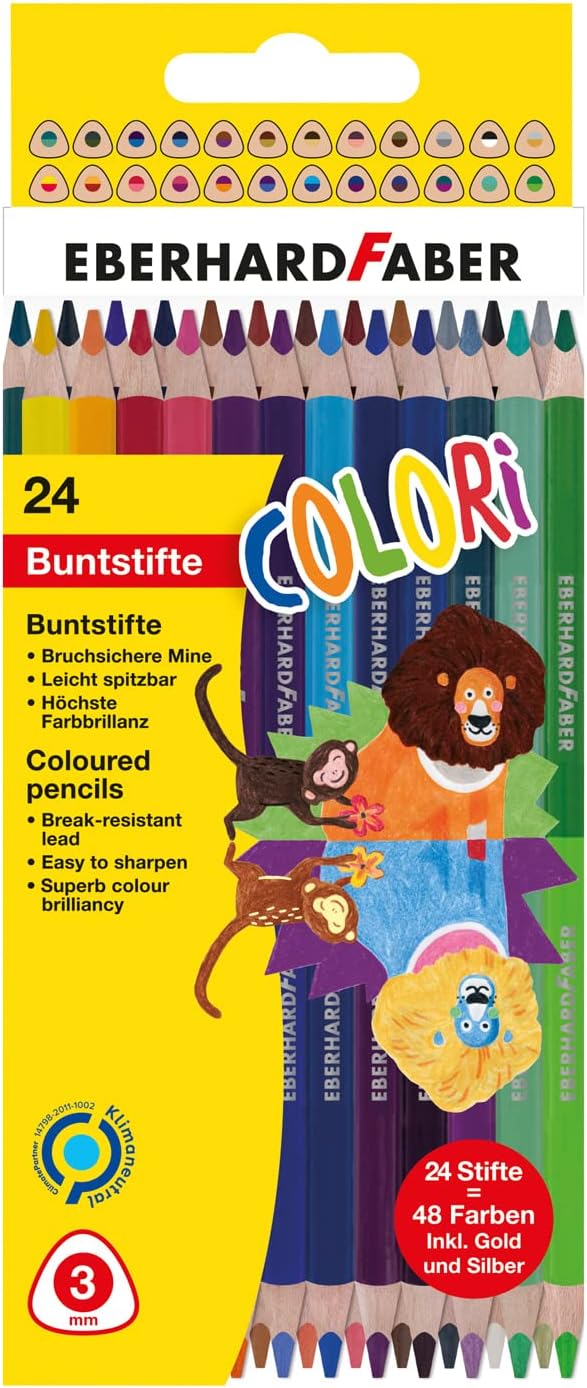 Eberhard Faber Colori 514822 Colouring Pencils Set, 24 Duo Colouring Pencils with 48 Colours
