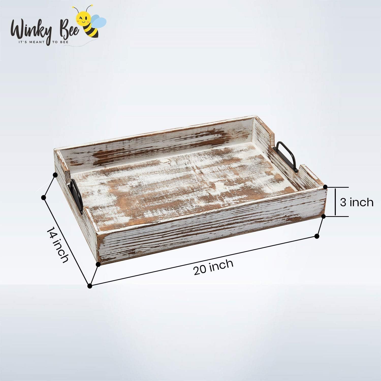 Limited Stock Home Decor Farmhouse Wooden Serving Tray- with Metal Handles, Distressed White, Extra Large 20 x 14 inch Exclusive Discount 70% Price Home Decor Farmhouse Wooden Serving Tray- with Metal Handles, Distressed White, Extra Large 20 x 14 inch