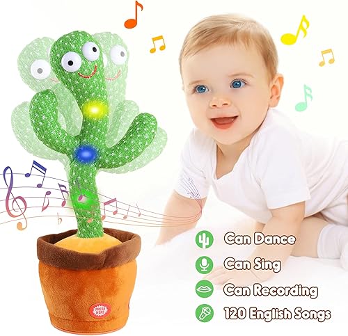 Miniatura 3 de Juguetes de cactus que bailan y hablan para bebés, niños y niñas, cantando imitando grabación, repitiendo lo que dices, Sunny Cactus electrónico,