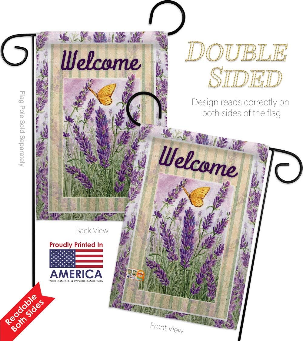 Breeze Decor Lavender Garden Flag Set Wall Holder Floral Sunflower Tulip Rose Orchid Lilies Season Springtime Flower Wreath Small Decorative Gift Yard House Banner Double-Sided Made in USA 13 X 18.5