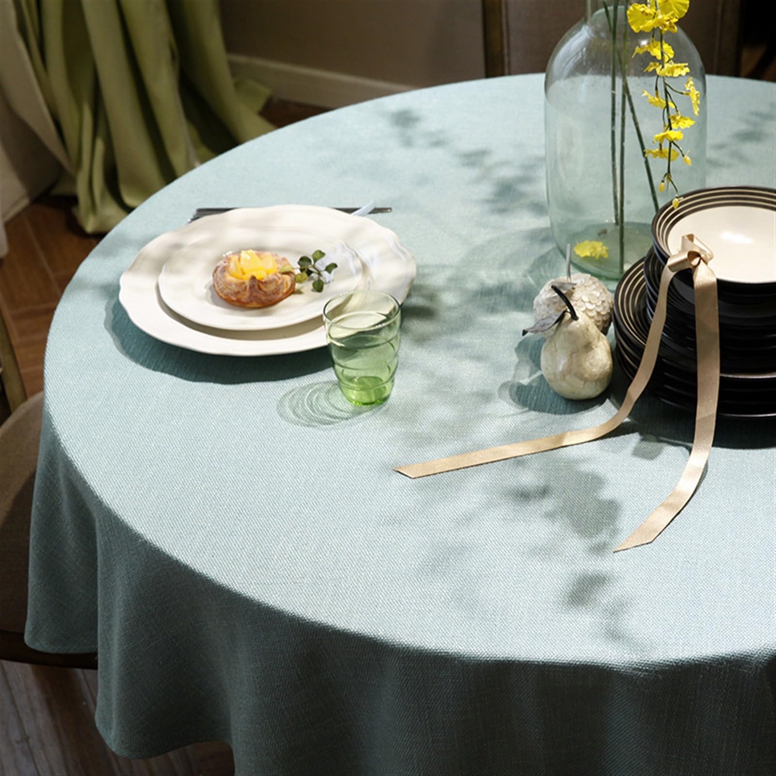 Nappe ronde tissu lin coton grand diamètre moderne minimaliste facile d'entretien