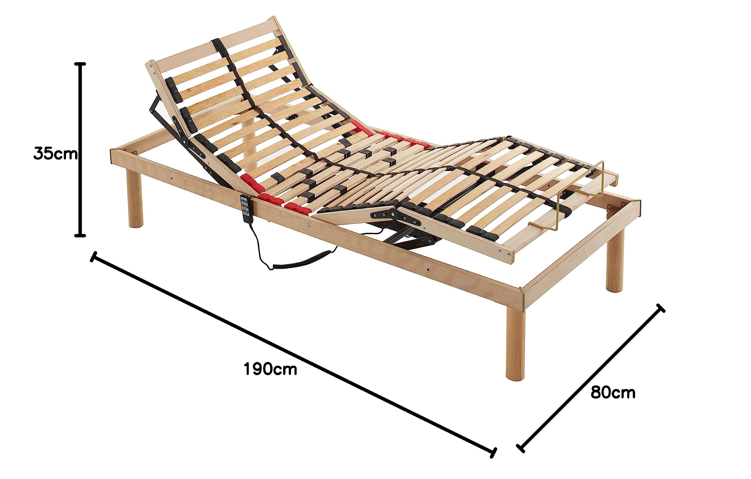 Mentor - Rete Ortopedica a Alzata Elettrica SINGOLA 80x190 Diantha MED Elettrica DISP. MEDICO DETRAIBILE con 2 motori (4 per matrimoniale) indipendenti e Telecomando Wireless Omaggio