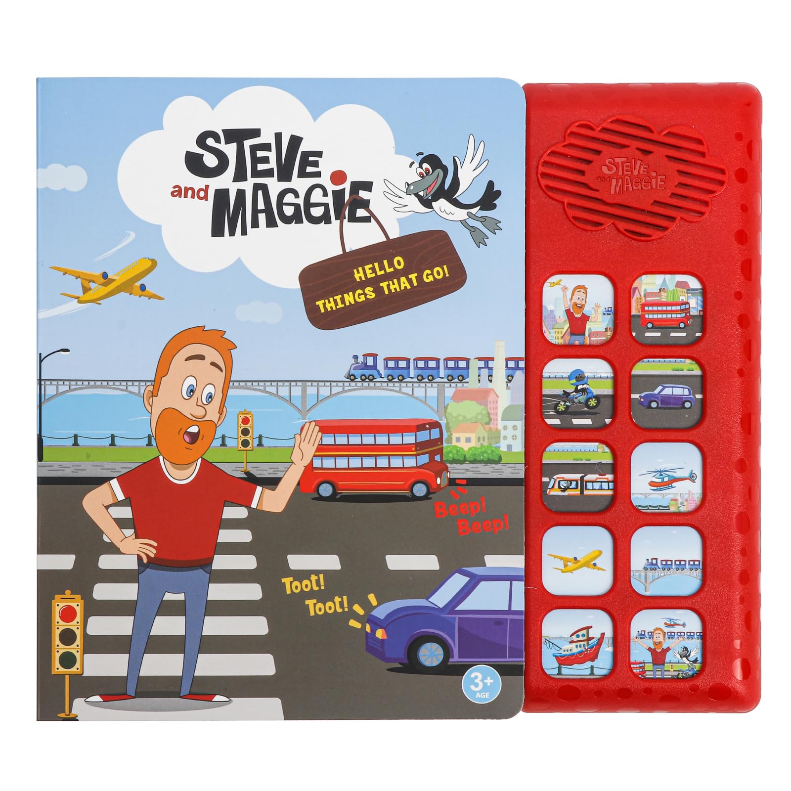 Steve and Maggie Sound Book - Interactive Sing Along Books for Toddlers 10 Button Musical Learning Toys, Talking Books for Kids Educational Gifts for Boys & Girls (Hello Things That Go)