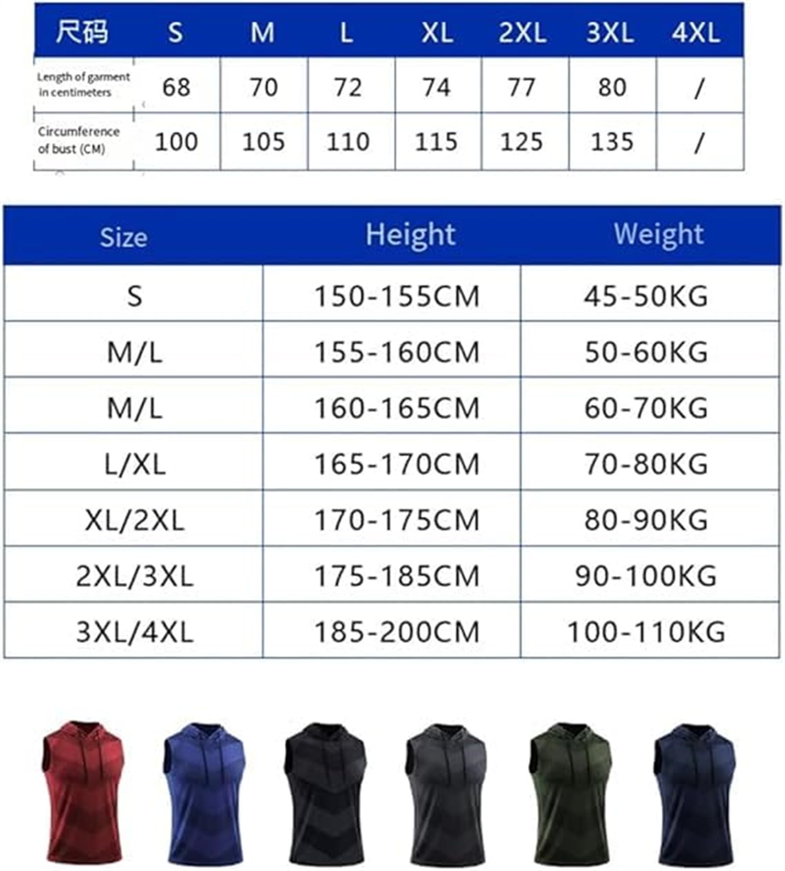 Generisch Convenientto - Pack de 3 camisetas de entrenamiento sin mangas con capucha, de secado rápido, para hombre, camisetas deportivas