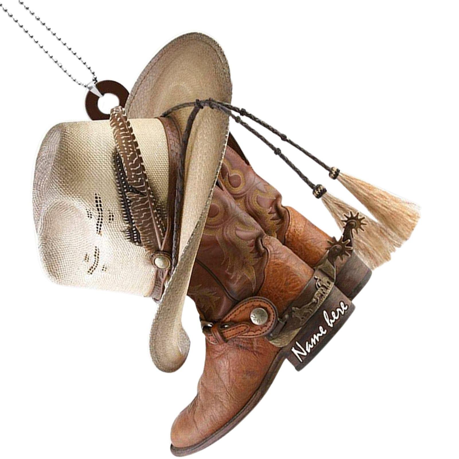 Bavokon C Acryli Horse Saddle Ar Ornament,Novelty Boots And Hat Owboy Hangings Ornament,Hangings Ar Rearview Accessories,Owboy Owgirl Hat Boots Hangings Harm Interior Rearview Pendant Decor