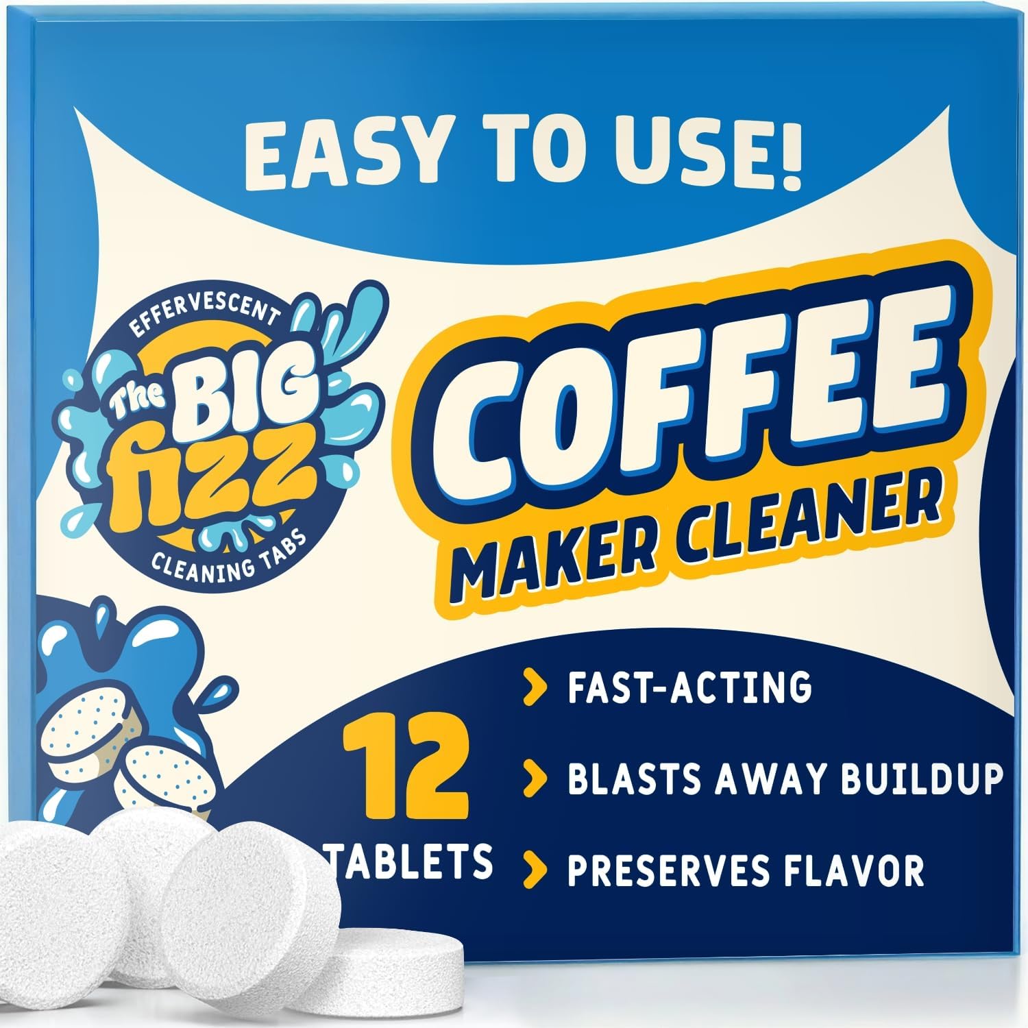 Coffee Maker Descaler – Easy to Use Coffee Machine Tablets Compatible with All Major Brands – Fast Acting Descaling Tablets Preserves Brew Flavor & Machine Longevity (12 Count)