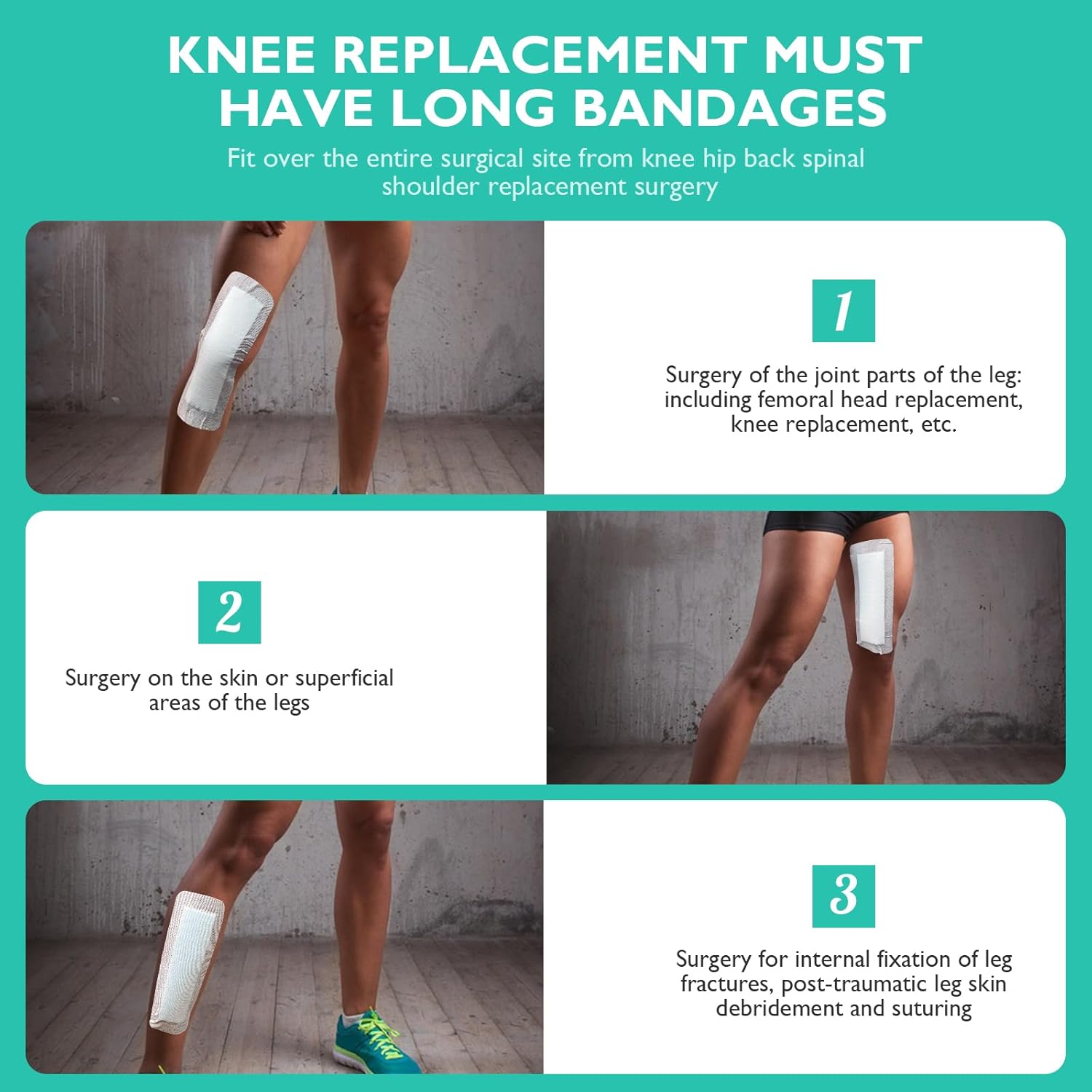 15 Count Breathable Adhesive Island Dressing Bandages Wound Bandage Patches Bordered Gauze for Knee Replacement 4" x 10" with Absorbent Non Stick Pad, Breathable Bandage - Image 2