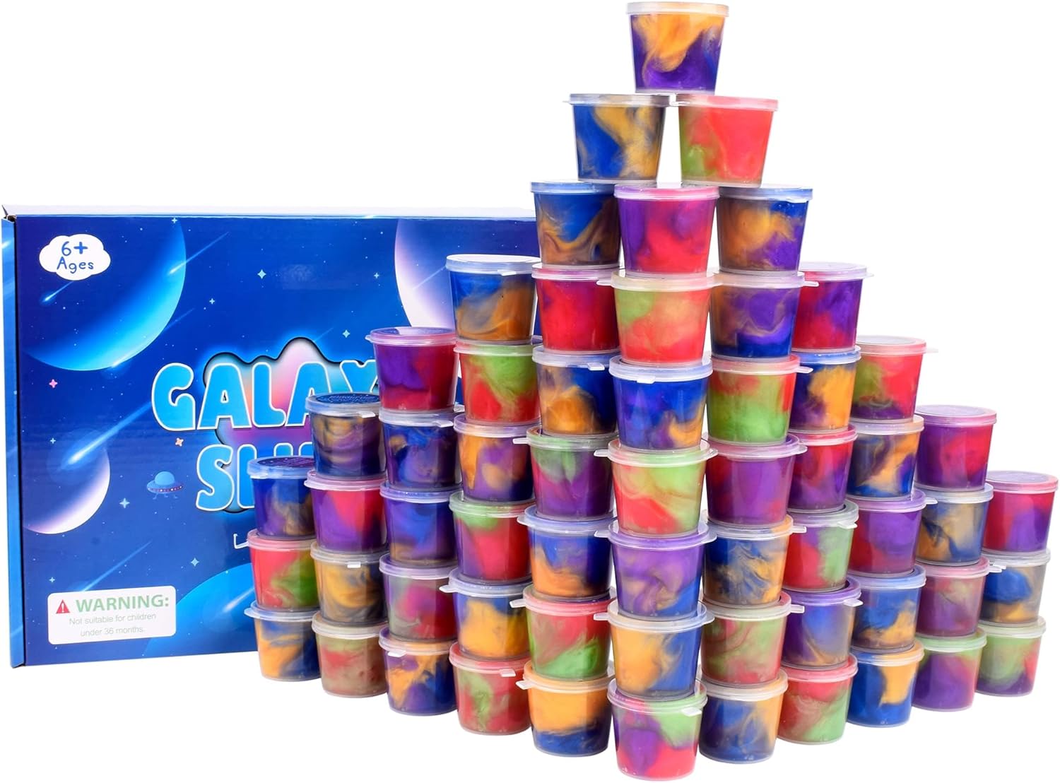 Galaxy Slime Kit with 60 Pack,Easter Slime Party Favors for Kids, Non Sticky,Wet,Soft Sludge Toy Mini Slime Bulk for Boys Girl, Stress Relief,Goodie Bags, Christmas Stuffers