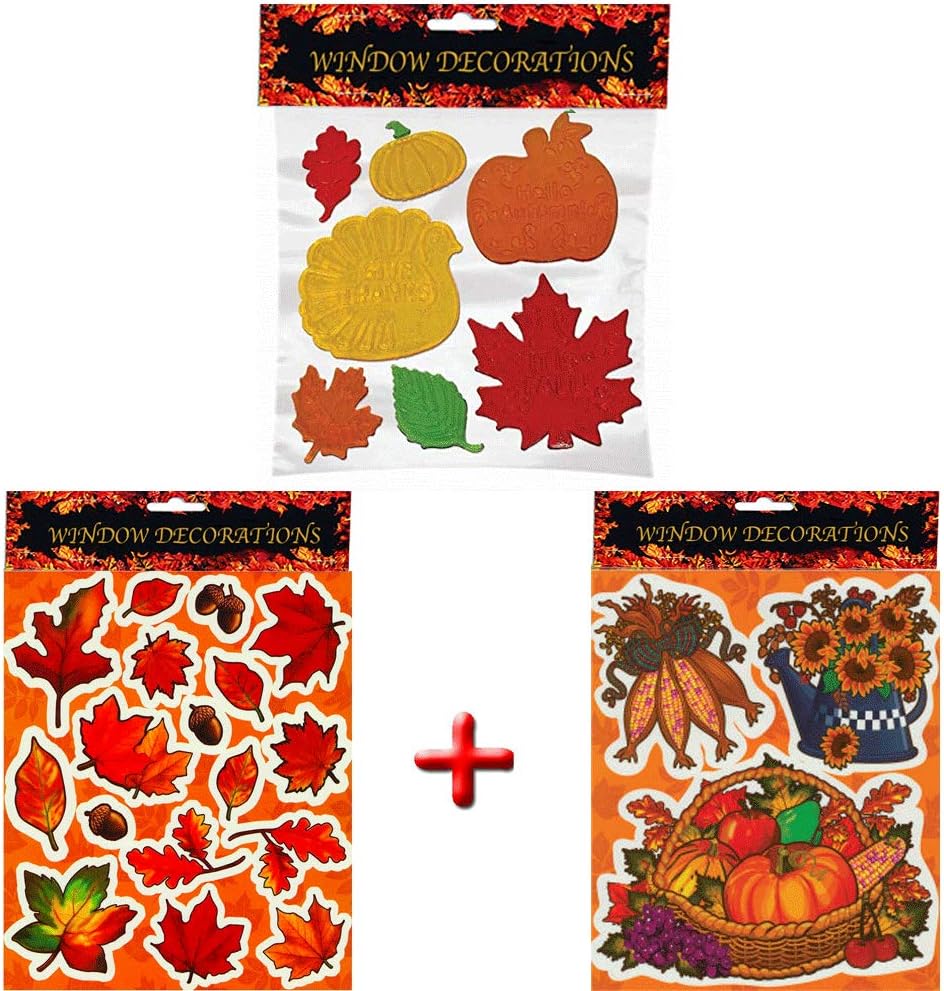 PMU Fall Window Clings Assortment (Package of 12, Multicolored)
